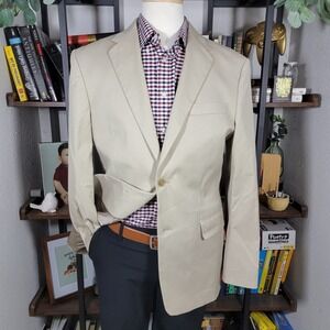 Express Design Studio Men's Sport Coat Blazer Two‎ Button Beige Cotton Twill 40R